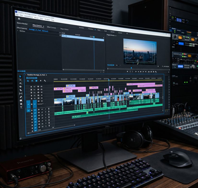 Video Editing Workflow auf Monitor – Content Production