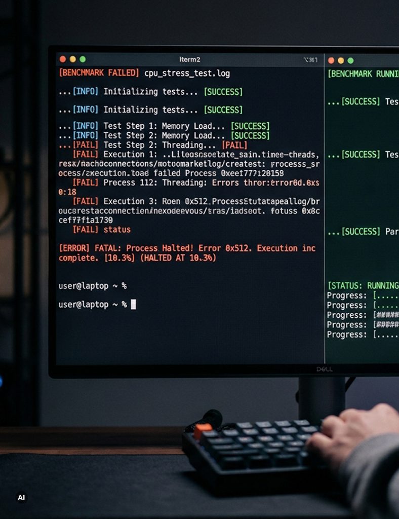 Draufsicht auf einen Entwickler-Schreibtisch mit MacBook Pro, Code-Editor und einer NuPhy Air75 kompakten mechanischen Tastatur mit orangefarbenem Akzent.